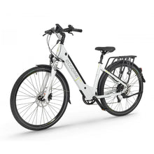 Električno kolo Ecobike X Cross v beli barvi z elegantnim dizajnom in robustnimi pnevmatikami, pripravljeno na vožnjo.