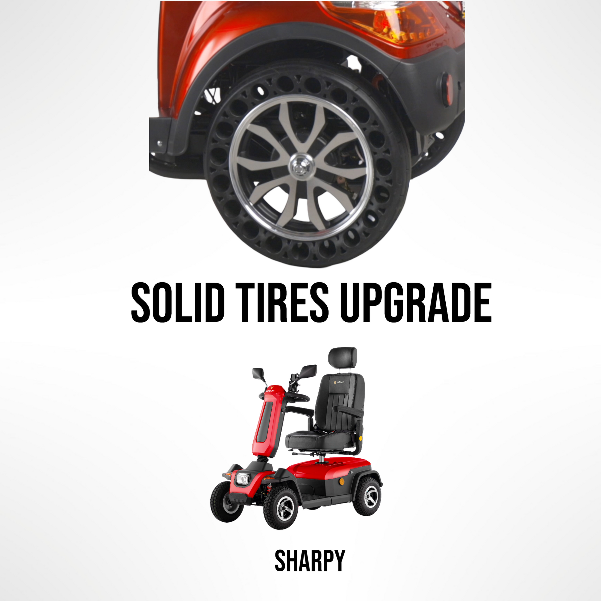 Nadgradnja trdnih pnevmatik – Veleco Sharpy