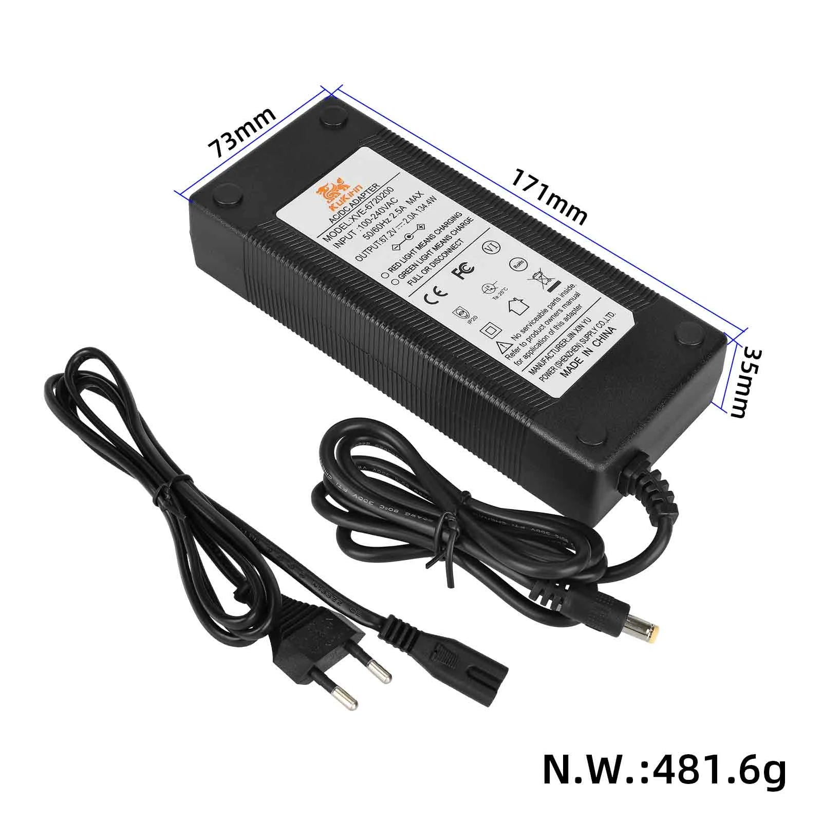 Polnilec Kukirin 67.2V 2.0A DC2.1 za Kukirin G4