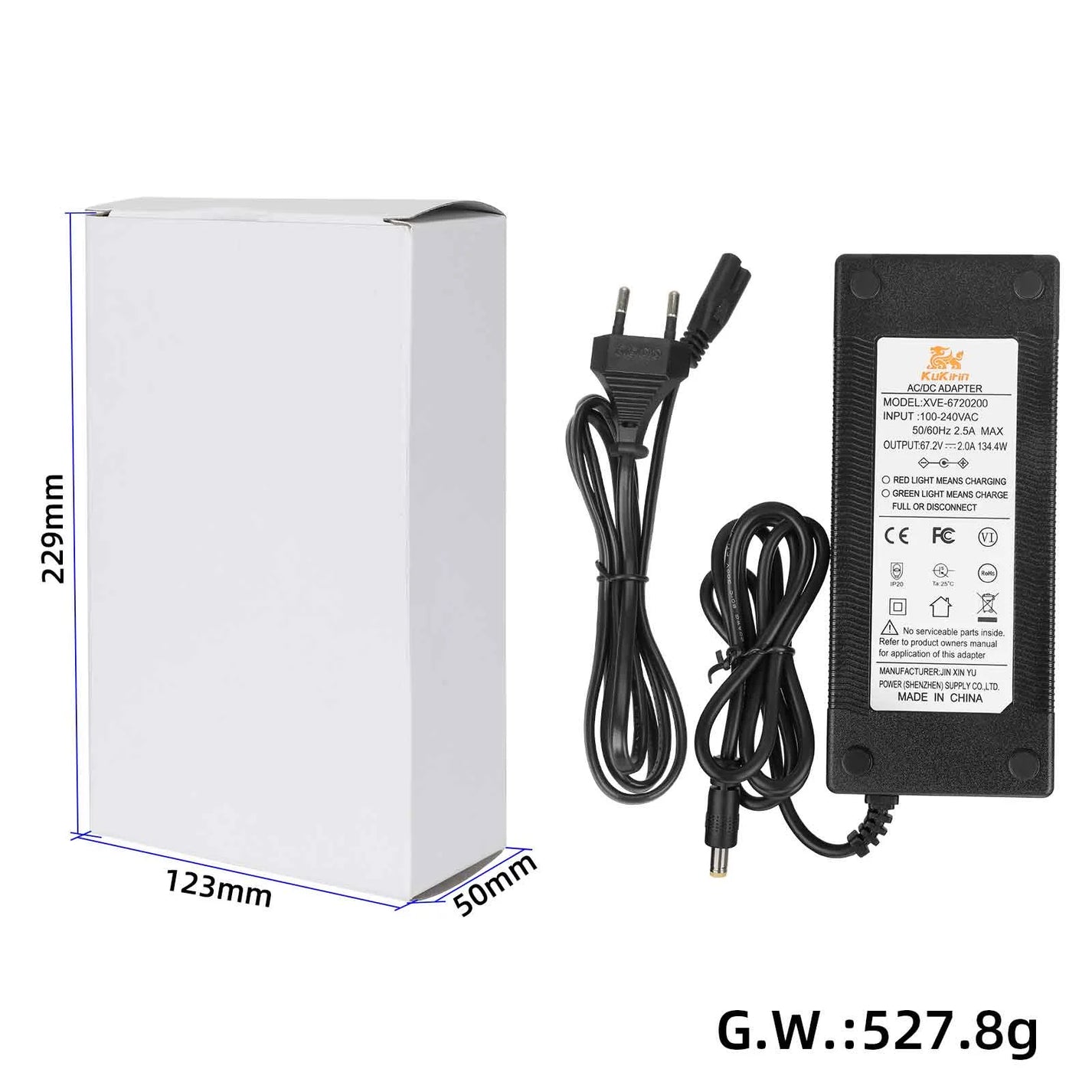 Polnilec Kukirin 67.2V 2.0A DC2.1 za Kukirin G4
