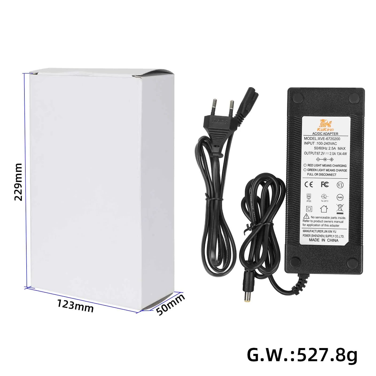 Polnilec Kukirin 67.2V 2.0A DC2.1 za Kukirin G4