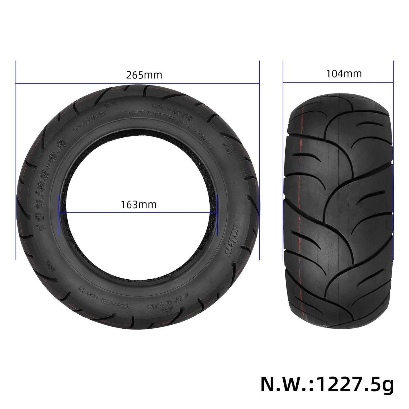 Cestna tubeless pnevmatika ULIP 100/55-6.5 (11") za Langfeite H1